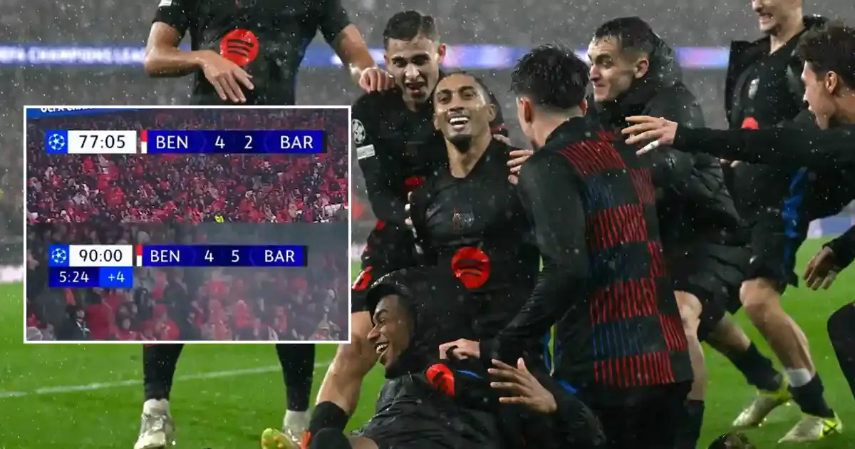 barcelona makes insane comeback from 2 4 to register thrilling 5 4 win over benfica