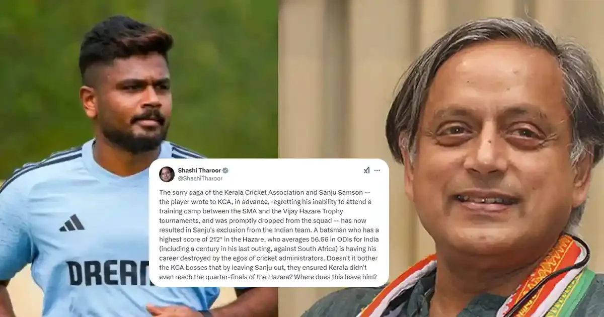 shashi tharoor blames kca for sanju samson s absence for champions trophy squad