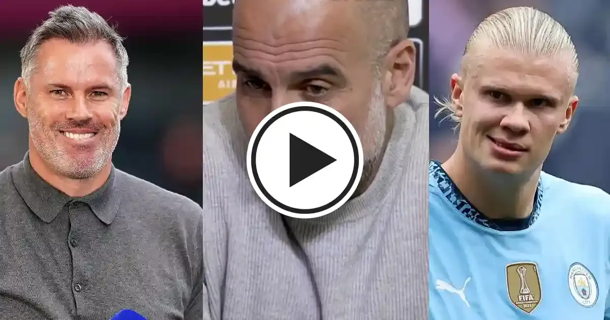 pep guardiola fires back at jamie carragher over erling haaland comments claims it to be false