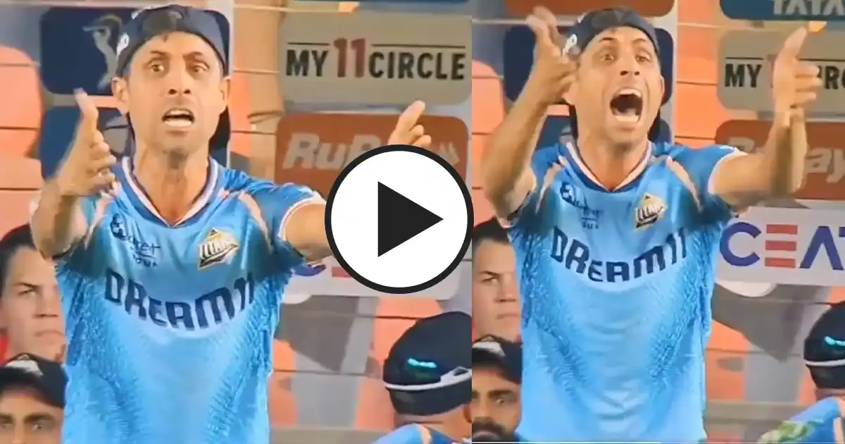 gt head coach ashish nehra s animated reaction during ipl 2025 clash against mi in ahmedabad