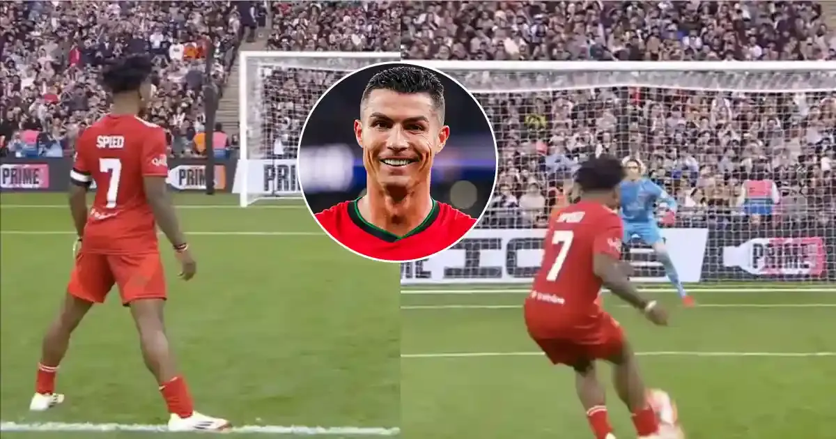 ishowspeed reacts after scoring winning penalty in sidemen charity match 2025