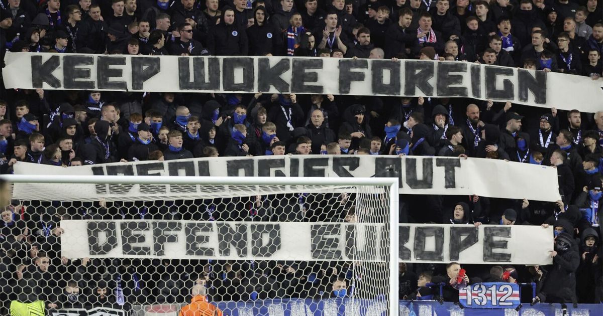 rangers charged by uefa after fans showcase anti woke banner during fenerbahce clash sportstiger