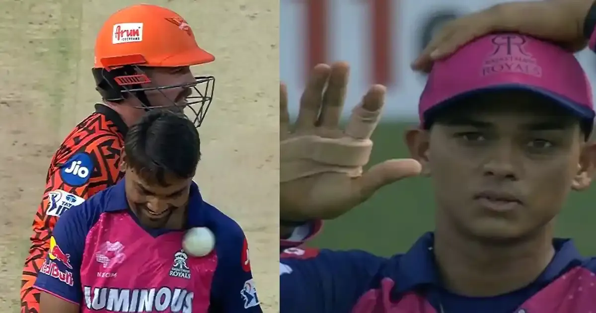 sandeep sharma survives injury scare after yashasvi jaiswal s throw hits him on chest during srh vs rr