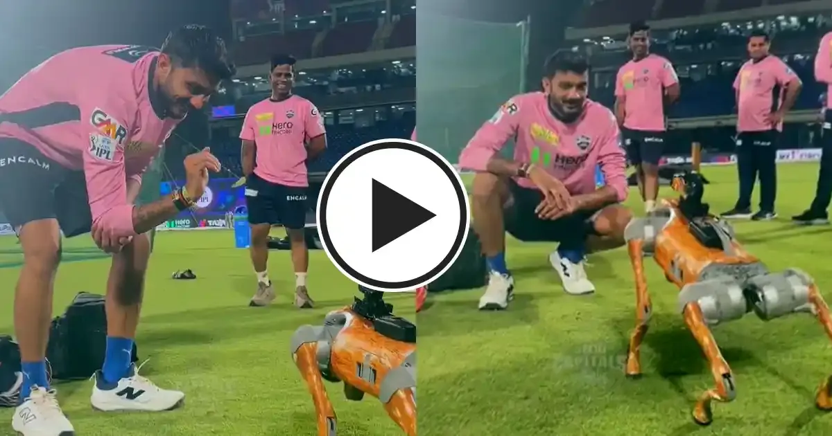 axar patel s light hearted moment with robot viral ahead of lsg vs dc