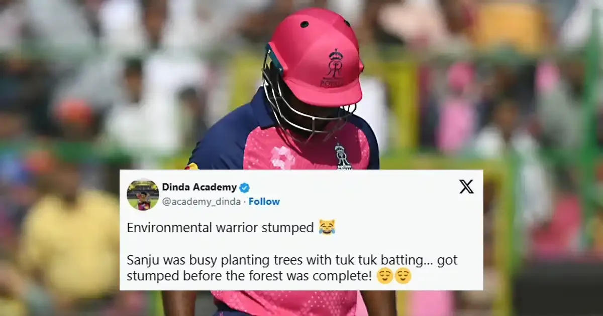 fans mock sanju samson s slow knock in rr vs rcb in ipl 2025