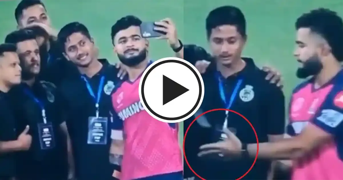 riyan parag tosses phone towards ground staff after clicking selfie