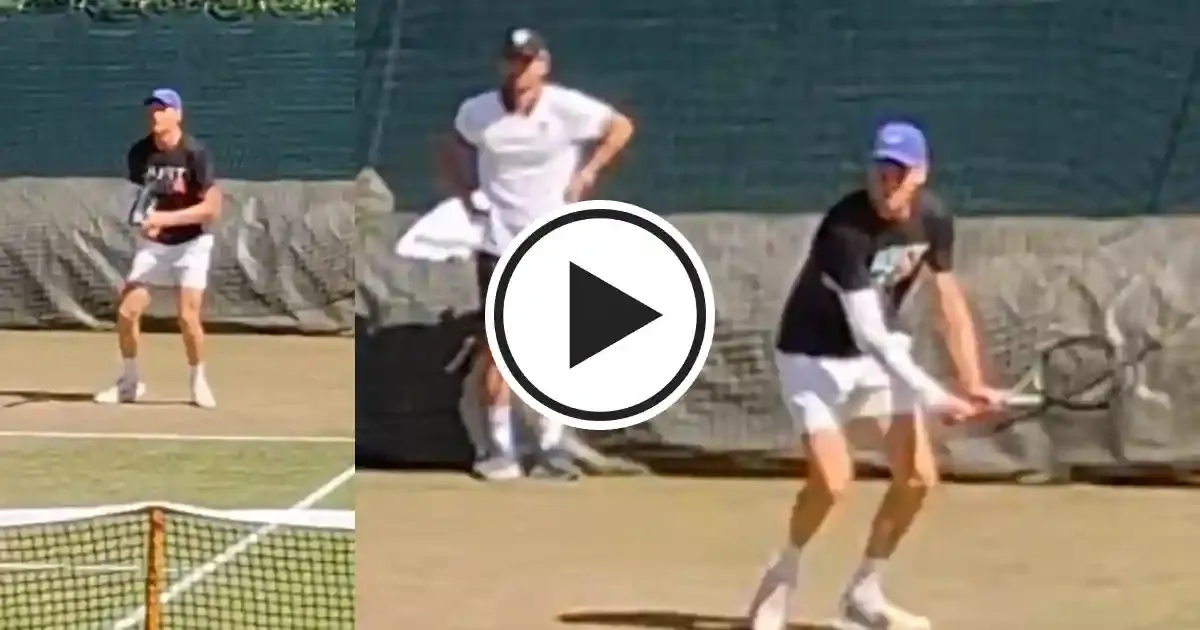 jannik sinner returns to court after cancelling initial practice session ahead of wimbledon 2025 quarter final against ben shelton sportstiger