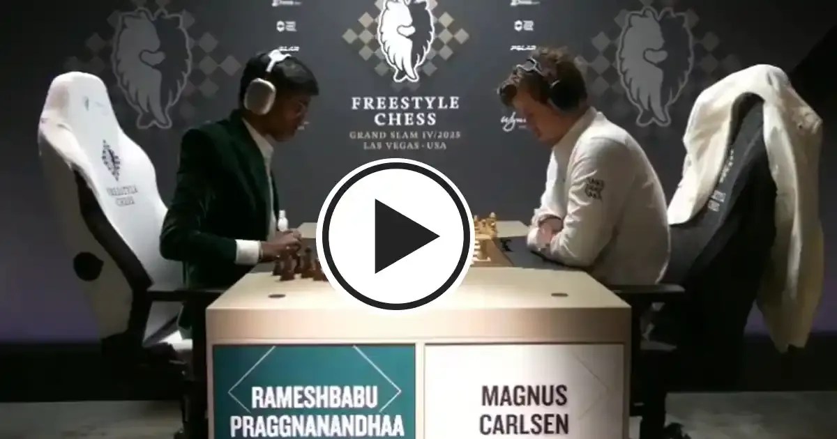 r praggnanandhaa beats magnus carlsen again at freestyle chess grand slam in las vegas