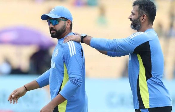 rohit sharma hilariously mimics abhishek nayar s bowling action ahead of kkr clash