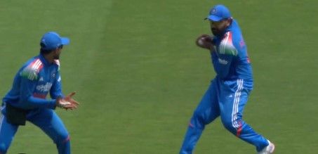 rohit sharma grabs two stunning slip catches off prasidh krishna to rock afghanistan in 3rd odi