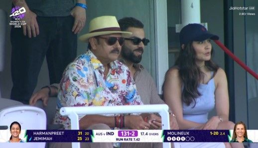 virat kohli anushka sharma ravi shastri and shikhar dhawan light up stands during india women vs australia world cup clash