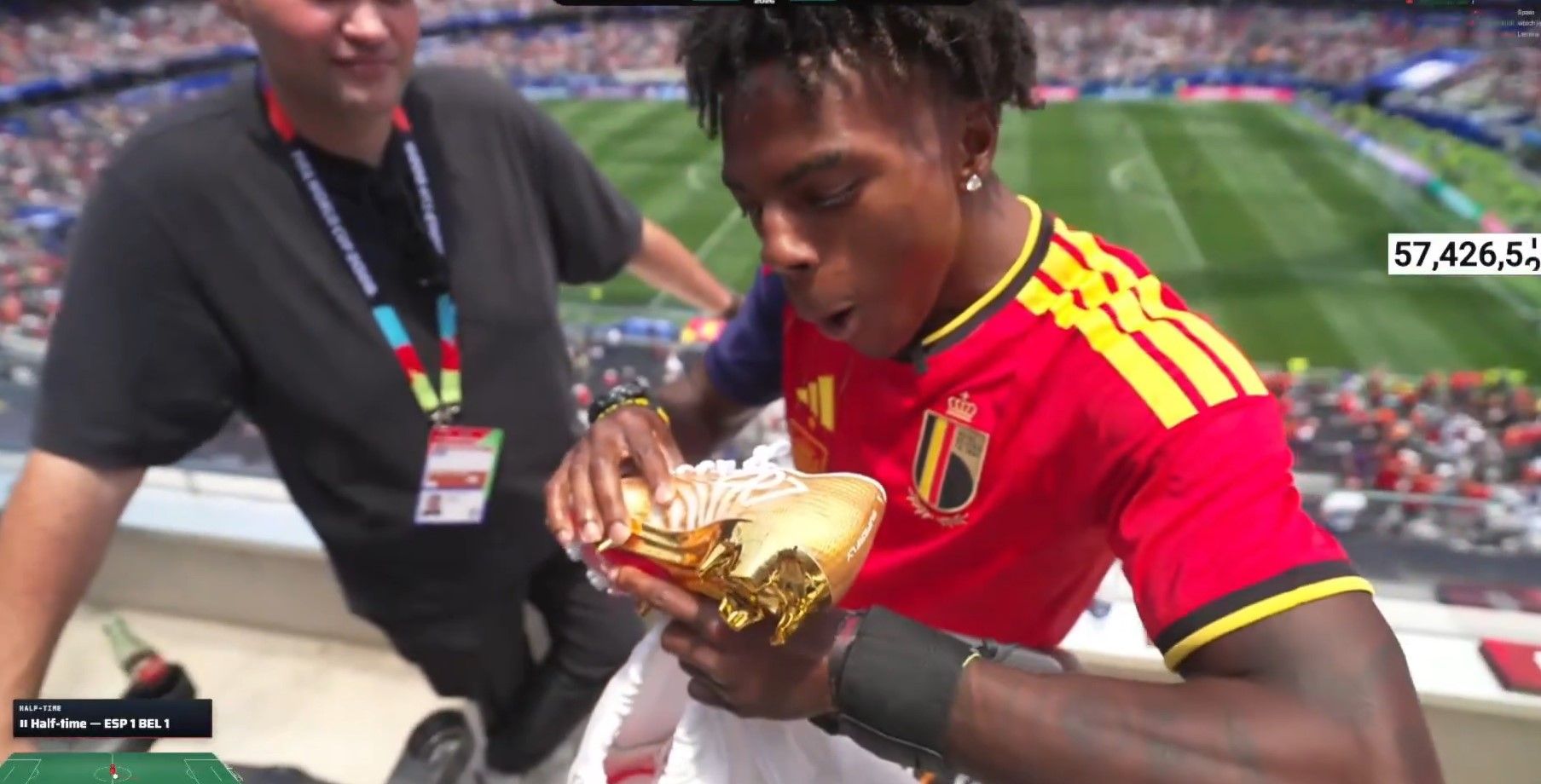 cristiano ronaldo surprises ishowspeed with match worn cr7 gold scorpion boots streamer s reaction goes viral