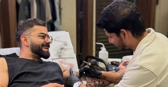 virat kohli gets a new tattoo on his left arm latest photos go viral
